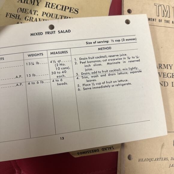 Department of Army Techinical Manual 10-412-1, 10-412-3 & 4 Recipes 1950s - Picture 9 of 10